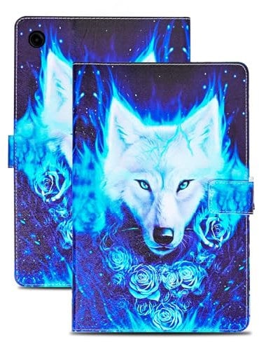 Rostsant Case for Samsung Galaxy Tab A9 + 11 Inch PU Leather Sleeve Magnetic Stand Samsung Galaxy Tab A9+ Wallet Tablet Protective Case for SM-X210/SM-X215/SM-X216 White Wolf