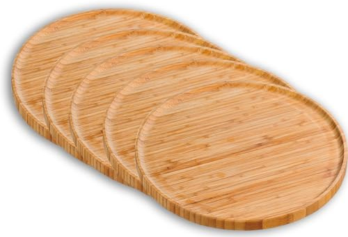 Kesper 58463| 5er Set Pizzateller Servierteller ø 32 cm/Stärke: 1,5 cm aus Bambus