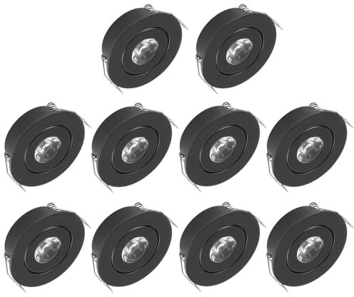 Midore Klein LED Einbaustrahler 10er 1W 230V Rund Einbauspots mit Transformator Schwenkbar Mini Spot Downlights LED Deckenspots 110lm Ausschnittlochmaß 42-45mm