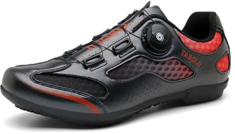 PENXZT Cycling Shoes Men Women Non-Slip Road and Mountain Bike Shoes Lock-Free Rubber Sole Cycling Sneakers Flats Bicycle Trainers,Black,9 UK