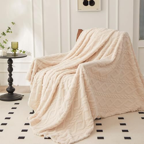 Mezzar Coperta Matrimoniale Pile, Coperta per Divano Morbida, Plaid Pile Blanket per Letto Caldo e Confortevole (White, 200 * 230CM)