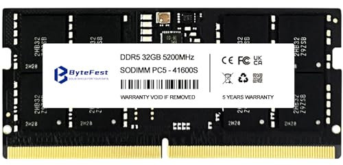 ByteFest RAM DDR5 32GB 5200MHz PC5-41600 CL42 1.1V SODIMM 262-Pin Laptop/Notebook RAM Moduli di memoria