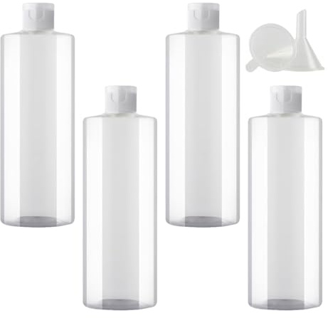 PQPAUTY 4 pièces 500ml Transparent Vide Plastique Bouteille avec Transparent Bouchon à Bascule de Lotion pour lotions crèmes gels shampooing