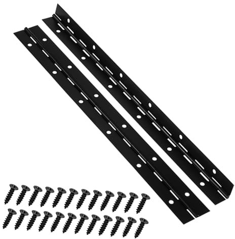 LIFKICH 2 Pcs Black Iron Piano Metal Hinges Screws 12 Inch Long Heavy Duty Cabinet Box Hinges for Wooden Jewelry and Craft Boxes