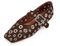 Odetina Damen Metall Öse Ballett Flats Schnalle Perforierte Mary Jane Nieten Schuhe（Brown，10）