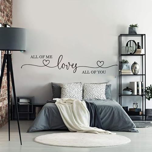 Wandtattoo „All Of Me Loves All Of You“ Wandaufkleber für Schlafzimmer und Wohnzimmer, schwarz, 56 x 12 cm