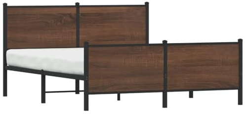 vidaXL Metallbett ohne Matratze Braun Eichen-Optik 140x190 cm