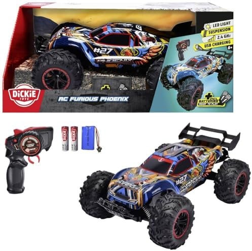 Dickie Toys - RC Auto Furious Phoenix (40 cm) - ferngesteuertes Auto ab 6 Jahre mit Federung & Licht - Remote Control Car für Kinder, 12 km/h, 2,4 GHz Fernbedienung, inkl. Batterien & Akku
