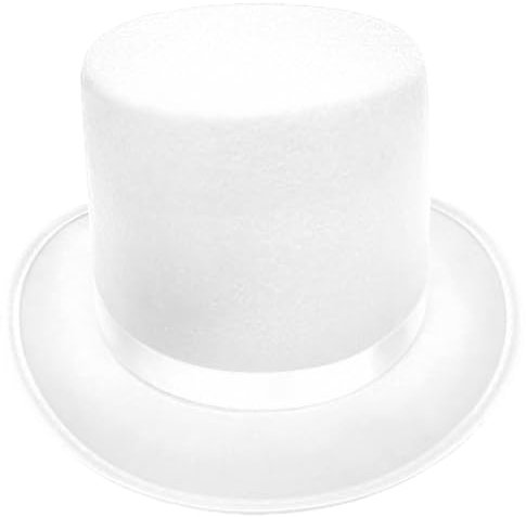 Itkcozcg Mode-Accessoires, Rollkrempe, hoher Zylinder für Erwachsene, Bowler-Hut, Zaubererhut, Halloween, Party, Cosplay, Kostüm, Bühnenshow, Kopfbedeckung, weiß, Size reference picture