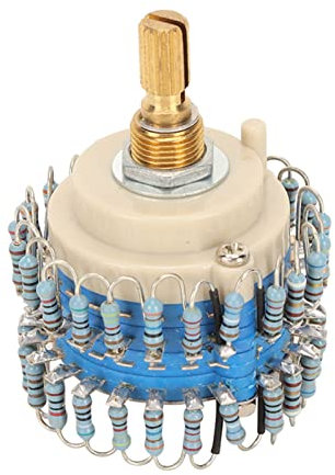 LOCADENCE Potentiometer, 46 Widerstände, zwei Kanäle, Lautstärke-Potentiometer, 2 x 24 Gänge, 20 K, hochpräzises Lautstärke-Potentiometer für Verstärker (Schaltgriff)