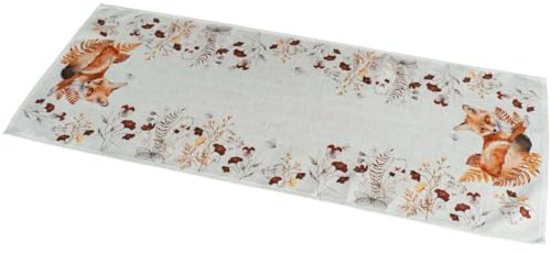 Herbstlicher Tischläufer 40 x 90 cm mit Fuchs & Blättern - Dekorativ Bedruckte Mitteldecke Coco für Herbstdeko im Esszimmer, Wohnzimmer & Küche - Farbiges Tischtuch für stimmungsvolle Atmosphäre