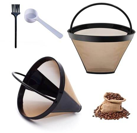Janety Pack of 2 Reusable Coffee Filters, Holds 8-12 Cups of Coffee | Permanent Coffee Filters, Washable for Making Manual