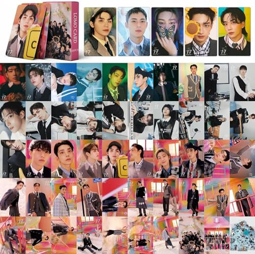 ZRHMCJEN Kpop Seventeen Lomo Karten Set Von 55 Seventeen 17 Istnau Hier Neues Album Seventeen Merch Mini Fotokarten Für Fans