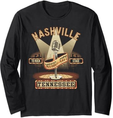 Nashville Music City Tshirt Women Men Tennessee Rock Country Long Sleeve T-Shirt