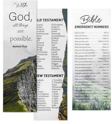 VANRA 20 Stück Bücher der Bibel Lesezeichen + 20 Stück Bibel Notrufnummern christliche Lesezeichen Großdruck Lesezeichen zum Lesen religiöser Kirche Geschenke für Gebete Frauen Männer