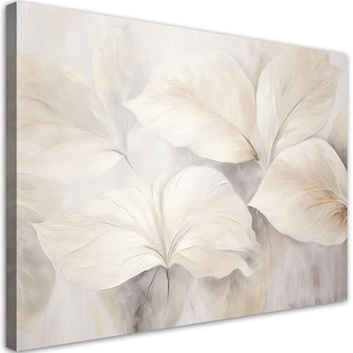 Feeby Bild auf Leinwand - Wandbilder Wohnzimmer Aesthetic - Pflanzenblätter Natur 3D Boho - 120x80 1tlg - Schlafzimmer Wandekoration - Bilder Zimmer - Living Room - Deko Wandbilder - Moderne Bild