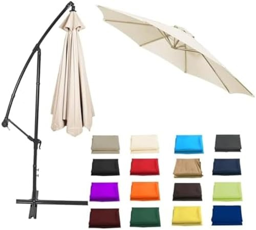 Telo di Ricambio Per Ombrellone, Telo Per Ombrellone Da 2/2,3/2,5/2,7/3/3,50 Metri, 6/8 Stecche, Adatto Per Cortili E Piscine, Beige, 250 cm/6 Stecche