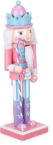 Garneck Casse-Noisette Soldat en Bois 25,5 Cm Rose Décoratif Noël Figurine De Bureau Décoration Festive Unique
