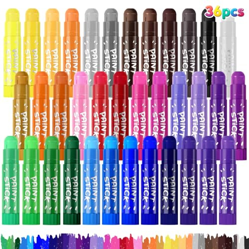 Tempera Paint Sticks For Kids 2-4, 36 Assorted Colors Washable Paint Set, Back to School Art Supplies for Toddler 1-3, Ideal Basket Stuffers for Boys Girls