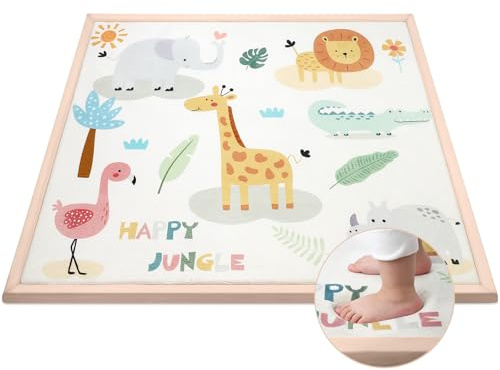 Teppich Krabbelmatte Baby Spielmatte Kinder, 150x180x3cm - Dschungeltiere | Krabbeldecke Turnmatte Spielteppich für Baby Kinder, für Kinderzimmer mit Hochwertigem Memory Schaum, Rutschfester Unterseite