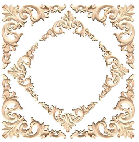 BSITSSS 8 Stück Holz Ornamente, Vintage Blumen Ecke Holzornamente für Möbel | Ecke Onlay Applique Ornamente Möbel 8cm, Holzschnitzerei Applikation für Möbel Bett Tür Schrank Fenster Schränke