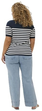 KAFFE CURVE Strickpullover KClizzy L, Midnight/Chalk Half Stripe
