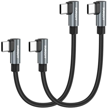 SUNGUY USB-C Kabel 90 Grad Winkel Kurz [2Stück 15cm], 60W Schnellladekabel USB Typ C Datenkabel USBC Winkelstecker Ladekabel USB C auf USB C Kabel für iPhone 17/16/15 Pro Max, Samsung, Powerbank
