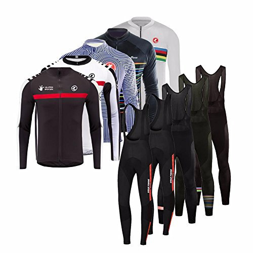 UGLY FROG Radsport Anzüge Herren Winter Warm halten with Fleece Langarm-Radsport-Trikot+Lange Lätzchen Dicht with Gel Pad Breathable Classic Bicycle Set