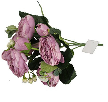 GMMH Pfingstrosen Bund 29 cm Seidenblumen Kunstblumen 9 Blüten Blumenstrauß (lila)