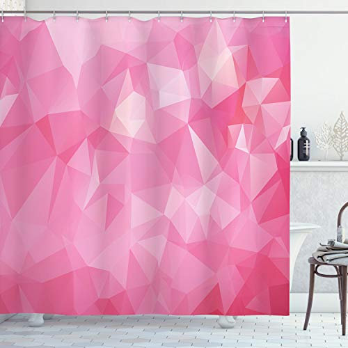 ABAKUHAUS Rose pâle Rideau de Douche, Mosaïque de fractale de Style, Tissu Ensemble de Décor de Salle de Bain avec Crochets, 175 cm x 180 cm, Magenta Fuchsia