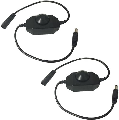 LitaElek 2pcs LED Strip Dimmer Switch DC 12V-24V 3A Contrôleur Bande LED SMD Gradateur Rotatif Ruban LED COB Commutateur Variateur Dimmable 5,5x2,1mm Connecteur Jack DC pour lumières LED, Noir