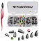 THKFISH Angelsets Zubehör Set, Texas und Carolina Rig, Gewichte Sinker, Offset Haken, Perlen, Ringe, Bobber Stopper, Wirbel, 64 Stücke