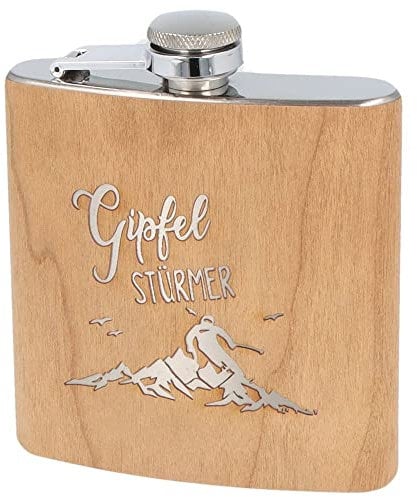 Spruchreif | Flachmann aus Edelstahl mit Gravur „Gipfel Stürmer“ – Geschenkidee für Ski- & Snowboarder | Perfekt für Après-Ski & Winterabenteuer