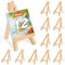 WOWOSS 12 Pack 5 Mini Wood Display Easel, Natural Wooden Tripod Holder Stand for Displaying Small Canvases, Business Cards, Photos