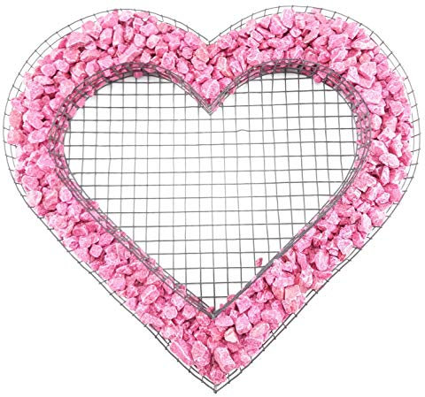 Gartenwelt Riegelsberger Herz Gitter mit bunten Steinen Fuchsia für Allerheiligen Grabschmuck Herz-Gitter Grabgestaltung Grabdeko Pflanzschale Herzgitter
