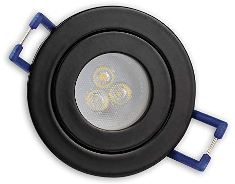 LED Einbaustrahler Schwarz - rund 3W neutralweiß flach und schmal 12V MR11 - IP44 für Bad, Außenbereich Ø40mm Bohrloch - Badezimmer Terrasse Einbau-Spot Decken-Strahler
