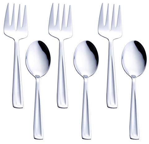 GoGeiLi Set di cucchiai e forchette in acciaio inox, contiene 3 cucchiai grandi e 3 forchette, 24,1 cm Lavabile in lavastoviglie, set per catering
