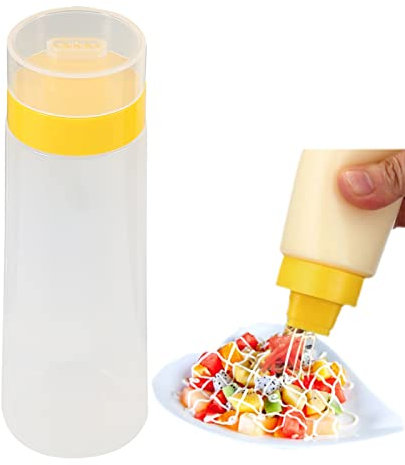 Agatige 4-hole Squeeze Condiment Bottles,10 oz Plastic Sauce Squeeze Bottle with Leak Proof Clear Cover Cap, Dispenser for Ketchup Mustard Mayo Hot Sauces Olive Oil