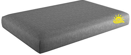 sunnypillow Palettenkissen Outdoor, wasserdicht, UV-lichtecht - Sitzkissen 120x60x15 cm - Palettenauflage für Palettensofa für Haus und Garten - Palettenpolster für Palettenmöbel - Kissen Grau