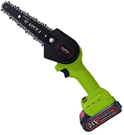 Scie Cordon Électrique Sans Fil Chaîne Sans Brosse Scie À Chaîne 6.5Inch Mini-Lithium Rechargeable Chaineau 24V Batterie À Piles Pour La Branche Extérieure Bankboo Couper (Vert)