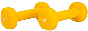 Neo Neoprene Dumbbells Weights Home Gym Fitness Aerobic Exercise Solid Iron Pair (Yellow 2x 1KG)