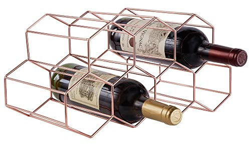 FOMANSH Portabottiglie da appoggio, per 7 bottiglie, autoportante, in metallo, design moderno, per cucina, cantina, armadietto da bar