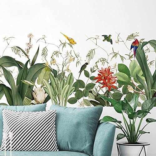 Amovible Herbe Feuilles Stickers Muraux Salon Chambre Oiseau DIY Stickers Muraux Plinthe Décor À La Maison