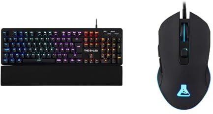 The G-Lab Clavier Gamer mécanique (Blue Switch) Keyz Carbon-E RGB (Noir) & Kult Helium Souris Gamer Filaire USB - Capteur Optique 800 à 3200 DPI, Rétroéclairage LED 7 Couleurs, 6 Boutons(Noir)