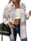 Damen Casual Langarm Tops Herbst Blusen Flanell Plaid Button-Down Hemdjacke mit Taschen, W-light pink, X-Groß