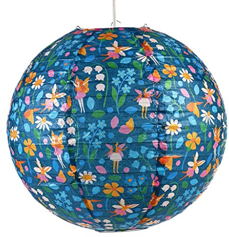 Rex London Kinder-Lampenschirm aus Papier - Feen im Garten (40 cm, Clip-on, Metallrahmen, Feen im Garten)