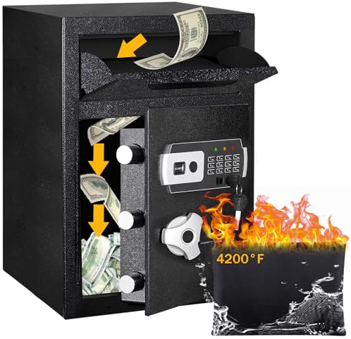 KAER 2.8 Cuft Drop Safe for Small Business Heavy Duty Steel Money Safe with Drop Slot for Cash,Slips,Documents,Depository Cash Safe with Fireproof Bag,Anti-Theft Cash Drop Box for Home/Retail/Office