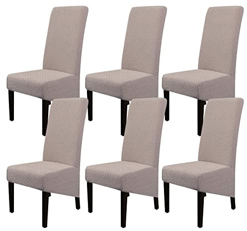 Jaotto Stuhlhussen 6er Set Stretch, XL Stuhlhussen Abwaschbar Waschbarer Elastische, Stretch Stuhlschoner Große Stuhlbezüge für Esszimmer Büro Esszimmer Hotel Bankett(Diagonale Kamel,Set of 6)