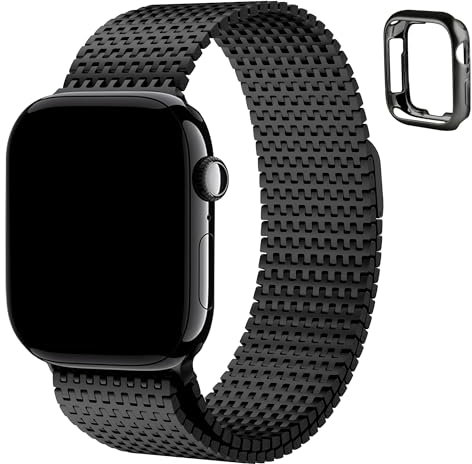 Fullmosa Kompatibel mit Apple Watch Armband 40mm 41mm 38mm Damen Herren, Metall Milanaise Magnetisch Watch Ersatzbands für iWatch SE Series 9 8 7 6 5 4 3 2 1, Schwarz