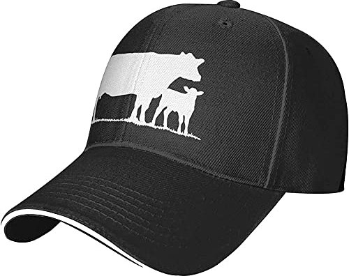 831 Damen Herren Trucker Kappe Kuh-Mit-Kalb Snapback Kappe Baumwolle Basecap Mode Angeln Hüte Für Reisen Laufen Wander